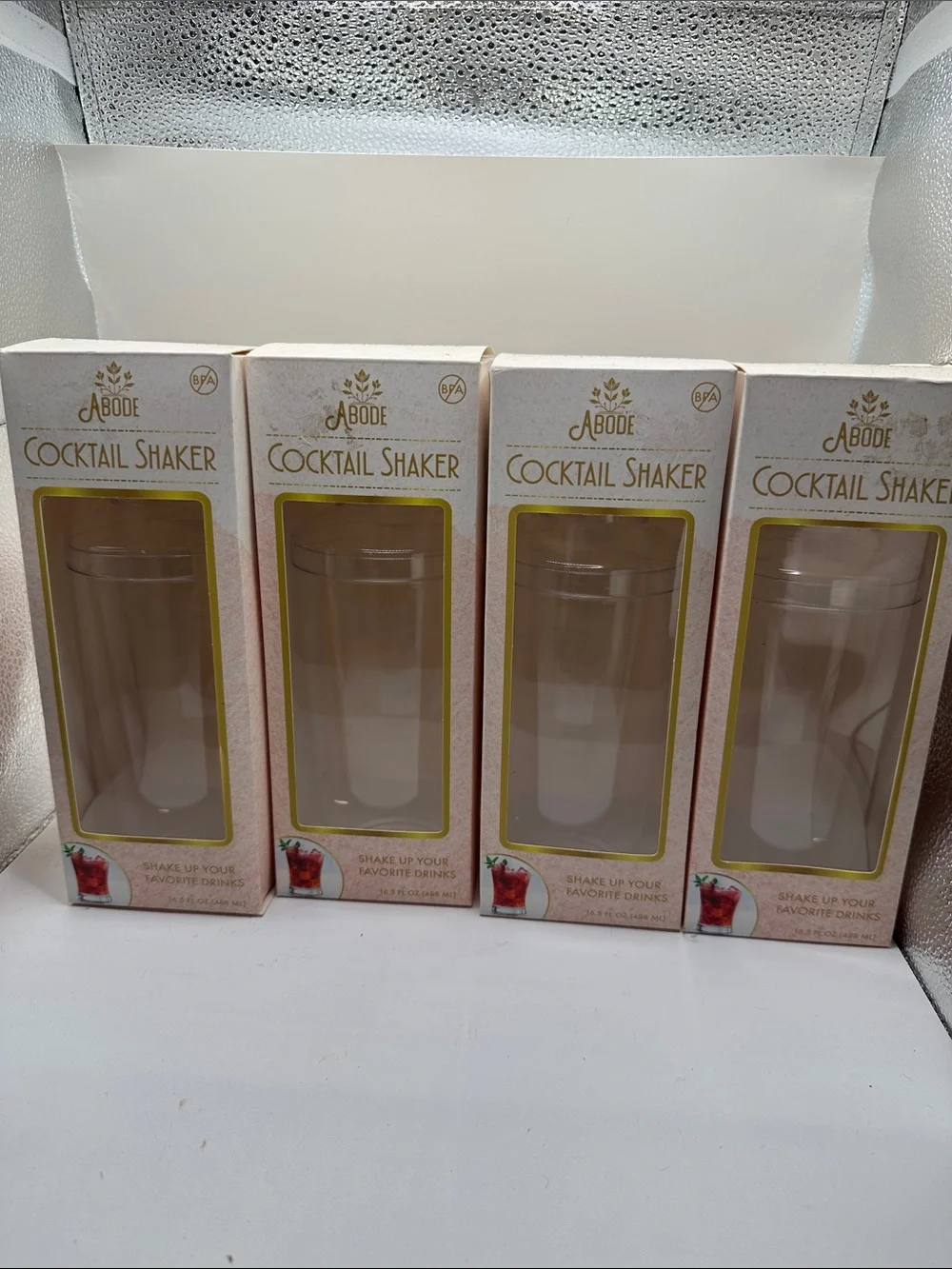 Set of 4 Abode Clear Cocktail Shaker - Party Tableware